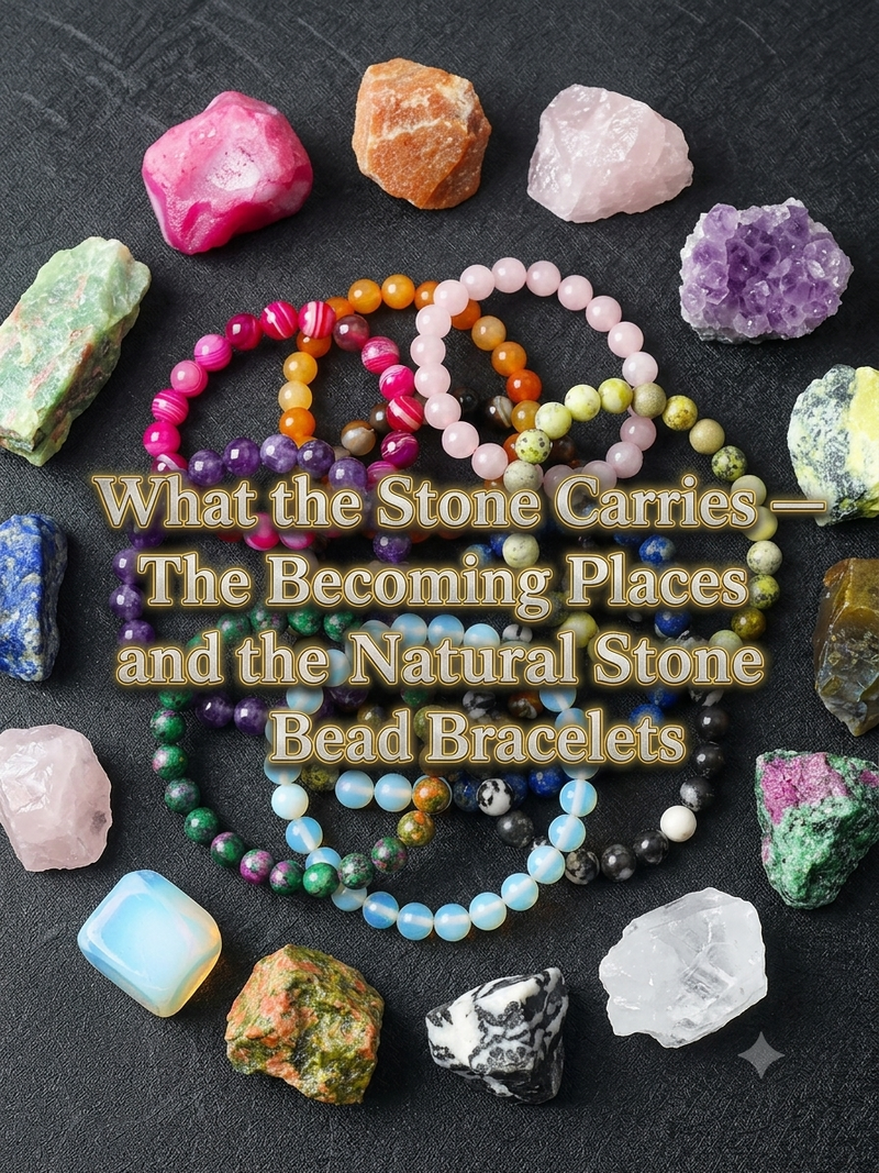 Natural stone bead bracelets from the Becoming Places of the Sunrise Steppes — jasper, turquoise, tiger's eye — Earth Remembers series — Pedlar's Attic