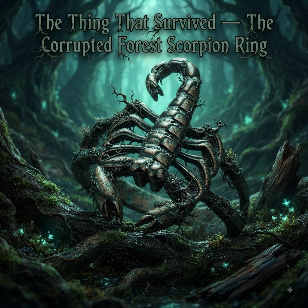 Corrupted Forest Scorpion — 925 sterling silver scorpion ring from the edge of the Ashen Plains — Pedlar's Attic