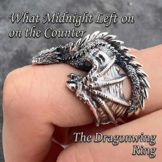 What Midnight Left on the Counter — The Dragonwing Ring, gothic adjustable dragon wing ring | Dragonforged | Pedlar's Attic