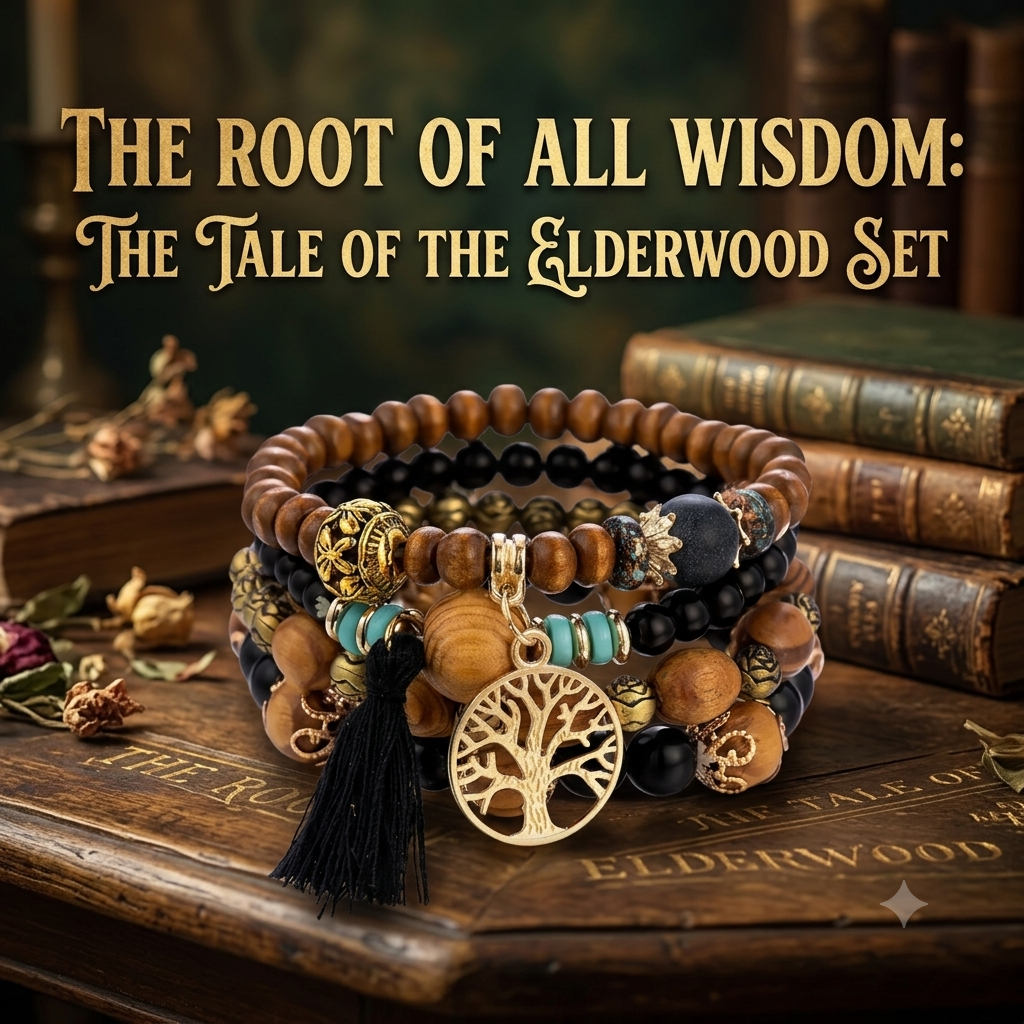 Boho Tree of Life wooden beaded bracelet set from the Sunrise Steppes — Earth Remembers series — Pedlar's Attic