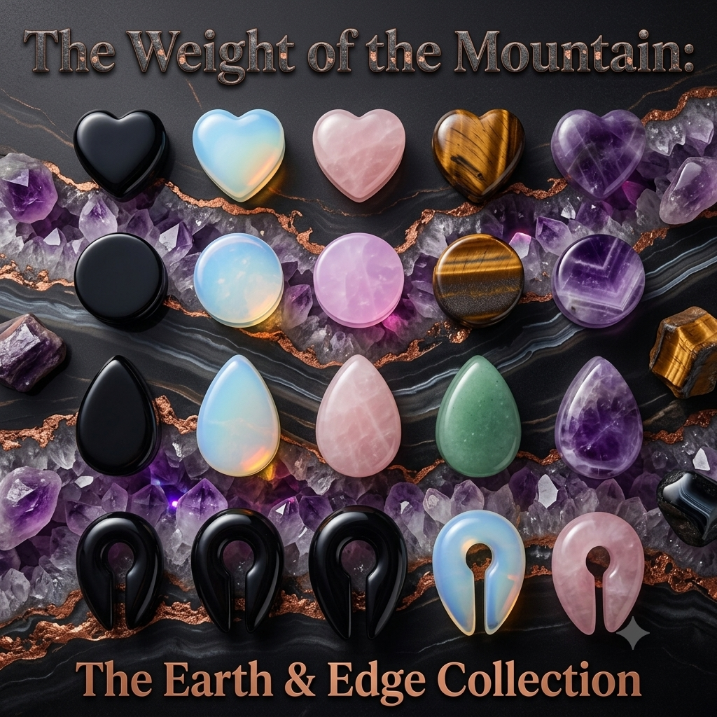 The Weight of the Mountain: The Earth & Edge Collection | Dew Drop Stone Ear Plugs & Gauges | The Aether-Reach | Pedlar's Attic