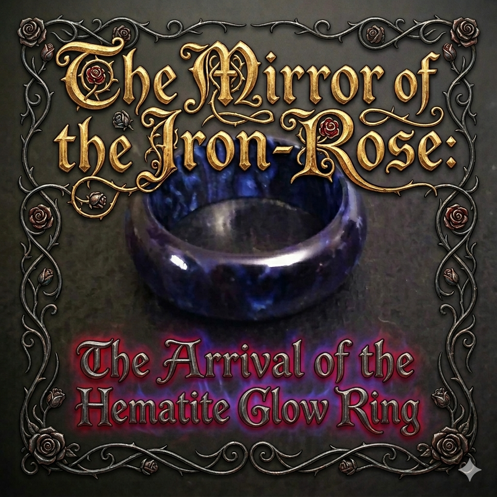 The Mirror of the Iron-Rose — Hematite Glow Ring at Pedlar's Attic