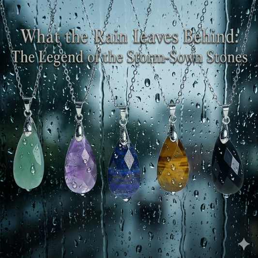 Water Drop Natural Stone Pendant Necklace — Amethyst and Pink Crystal | Pedlar's Attic