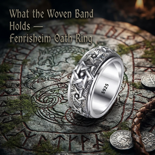Fenrisheim Oath Ring — 925 Sterling Silver Rotatable Woven Band | Pedlar's Attic