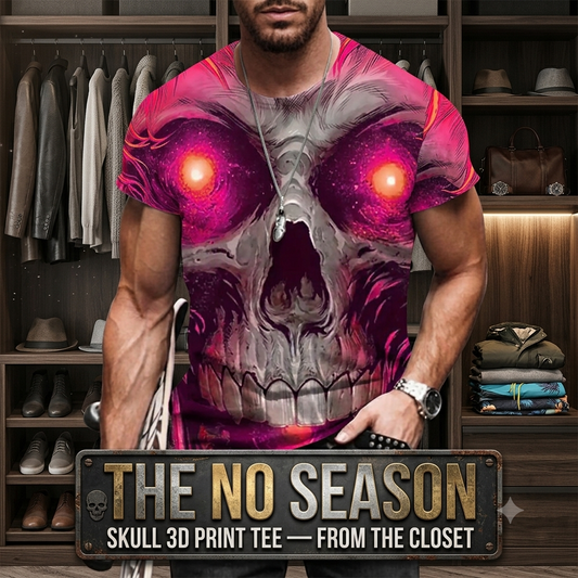 No Season – Skull 3D Print Tee | Bold Gothic 3D Graphic Tee | Dragonforged | Pedlar's Attic