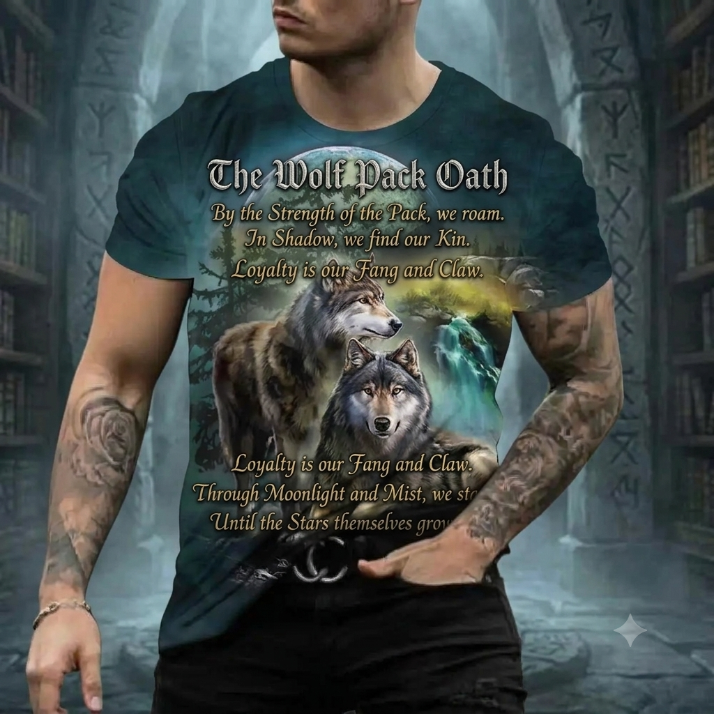 The Wolf Pack Oath — 3D Wolf Graphic Tee | Harajuku Style | Encounter Tee | Fenrisheim | Pedlar's Attic