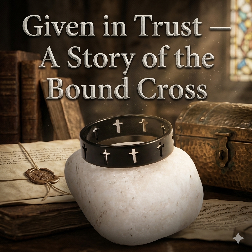 Given in Trust — A Story of the Bound Cross | High Monastery | Bound by the Cross Gothic Stainless Steel Ring | Pedlar's Attic