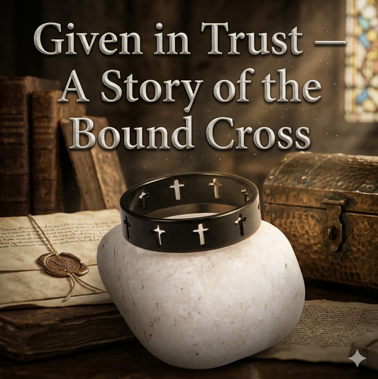 Given in Trust — A Story of the Bound Cross | High Monastery | Bound by the Cross Gothic Stainless Steel Ring | Pedlar's Attic