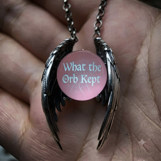 What the Orb Kept — The Ghost Wing Crystal Orb Wing Pendant Necklace | Ashen Plains | Pedlar's Attic