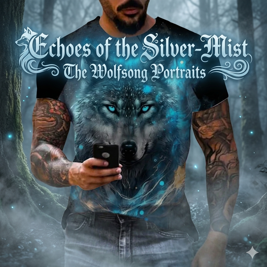 Echoes of the Silver-Mist: The Wolfsong Portraits — 3D Wolf Graphic Tee | Pedlar's Attic