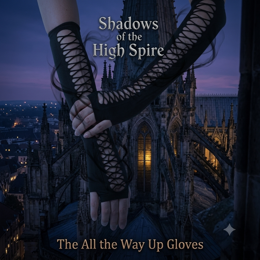 Shadows of the High Spire — All the Way Up Black Fingerless Elbow Gloves | Ironspire Shadow Districts | Luna | Pedlar's Attic