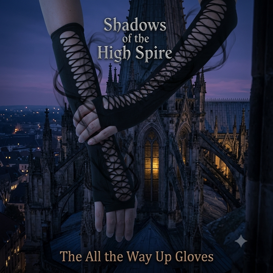 Shadows of the High Spire — All the Way Up Black Fingerless Elbow Gloves | Ironspire Shadow Districts | Luna | Pedlar's Attic