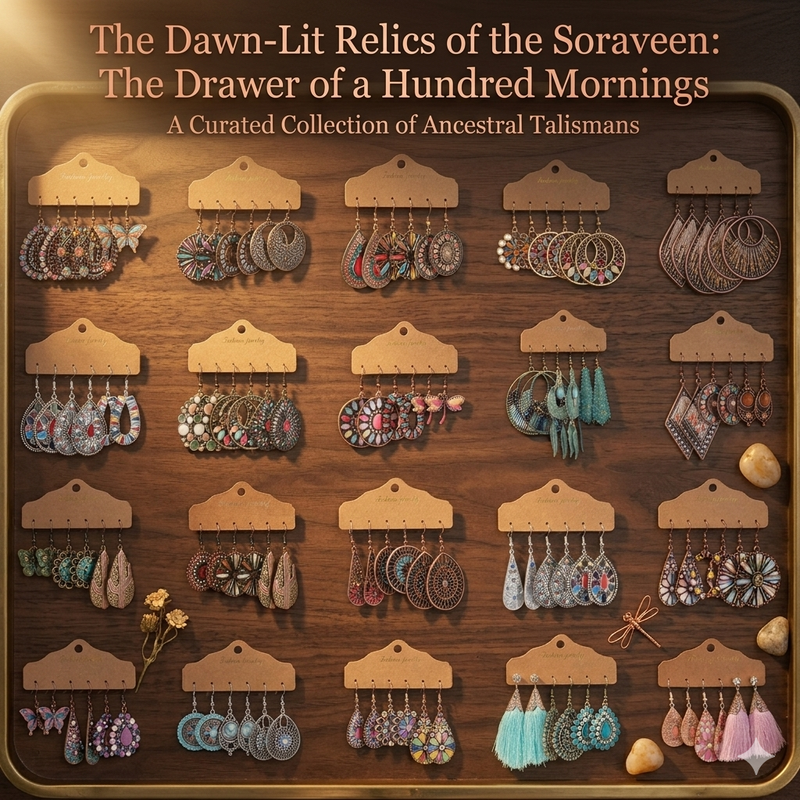 The Drawer of a Hundred Mornings — Boho Earring Sets grid of 25 styles at Pedlar's Attic