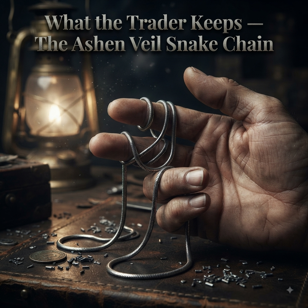 Ashen Veil Snake Chain — 925 sterling silver snake link necklace from the Ashen Plains market district — Pedlar's Attic