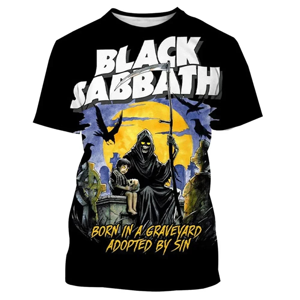 Black Sabbath Into the Void 3D print tee — cosmic music relic from Pedlar's Attic