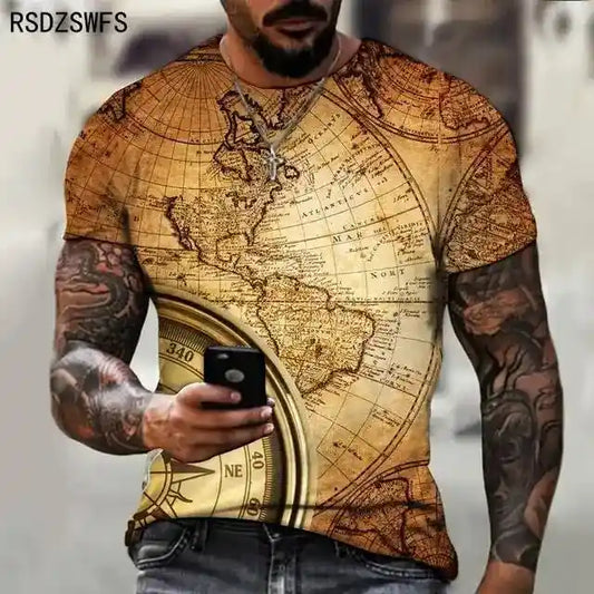 Lost & Found retro compass and celestial map 3D print tee — Dragonforged collection at Pedlar's Attic