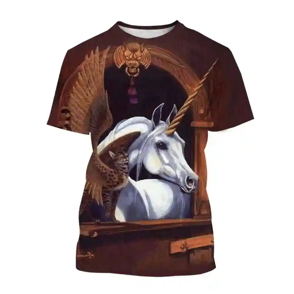 Chelle's Dream unicorn spirit 3D print tee — Fiery Enchantress collection at Pedlar's Attic