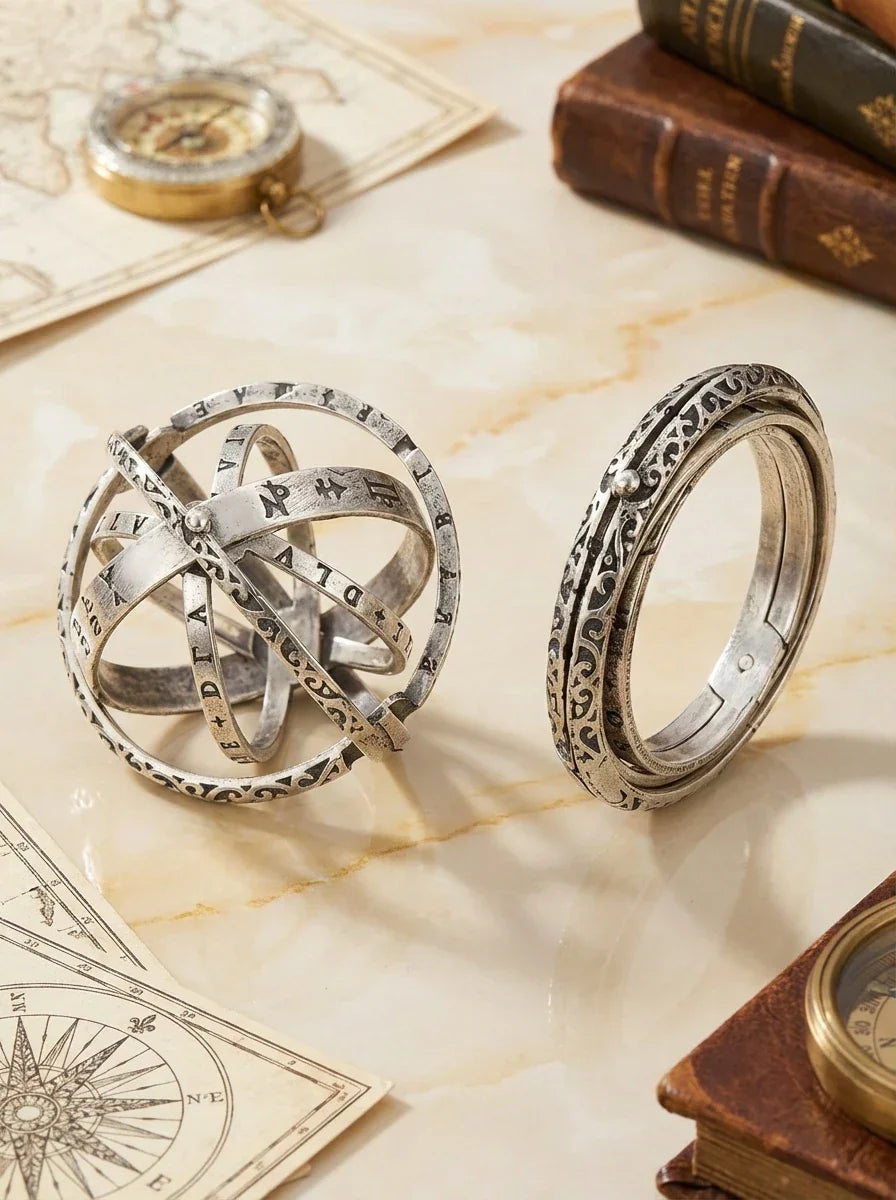 Celestial Accord transformable astronomical ball ring and necklace set — Fiery Enchantress collection at Pedlar's Attic