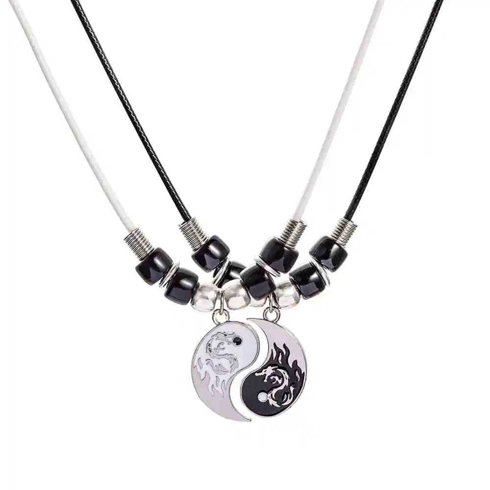 Yin-yang dragon paired pendant necklaces for two — Tao Pair at Pedlar's Attic