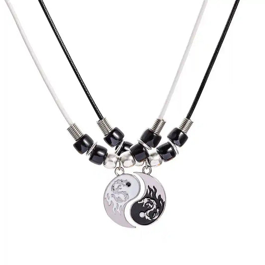 Yin-yang dragon paired pendant necklaces for two — Tao Pair at Pedlar's Attic