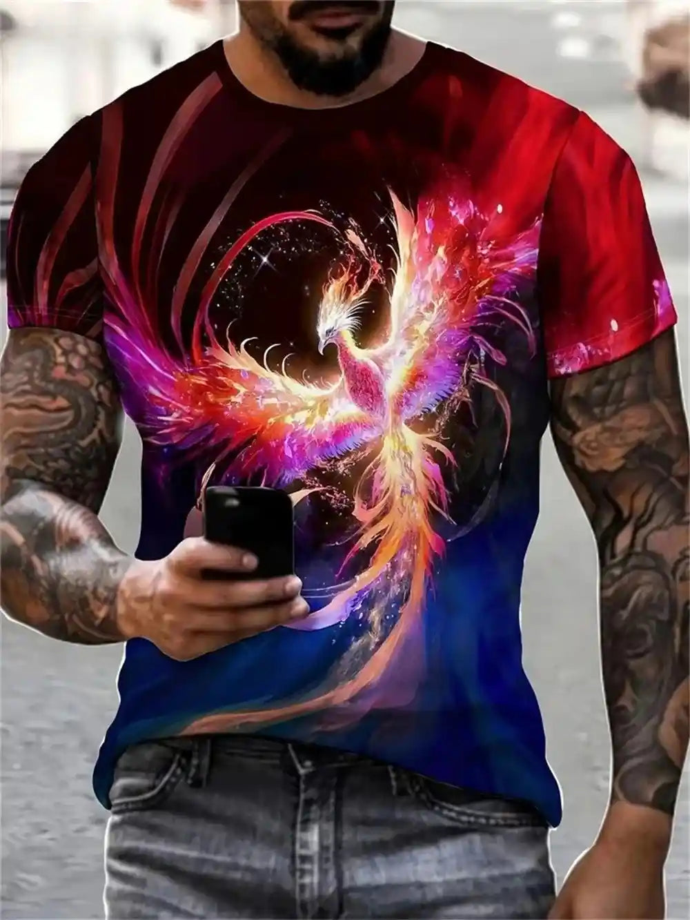 Dragonborn dragon and phoenix 3D print unisex tee — Dragonforged collection at Pedlar's Attic