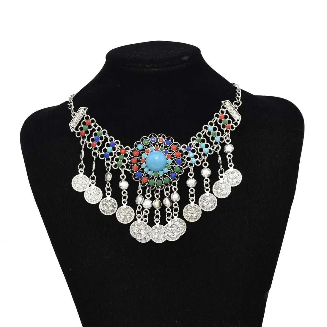 The Wanderer's Collar Tibetan boho statement necklace — Fiery Enchantress collection at Pedlar's Attic