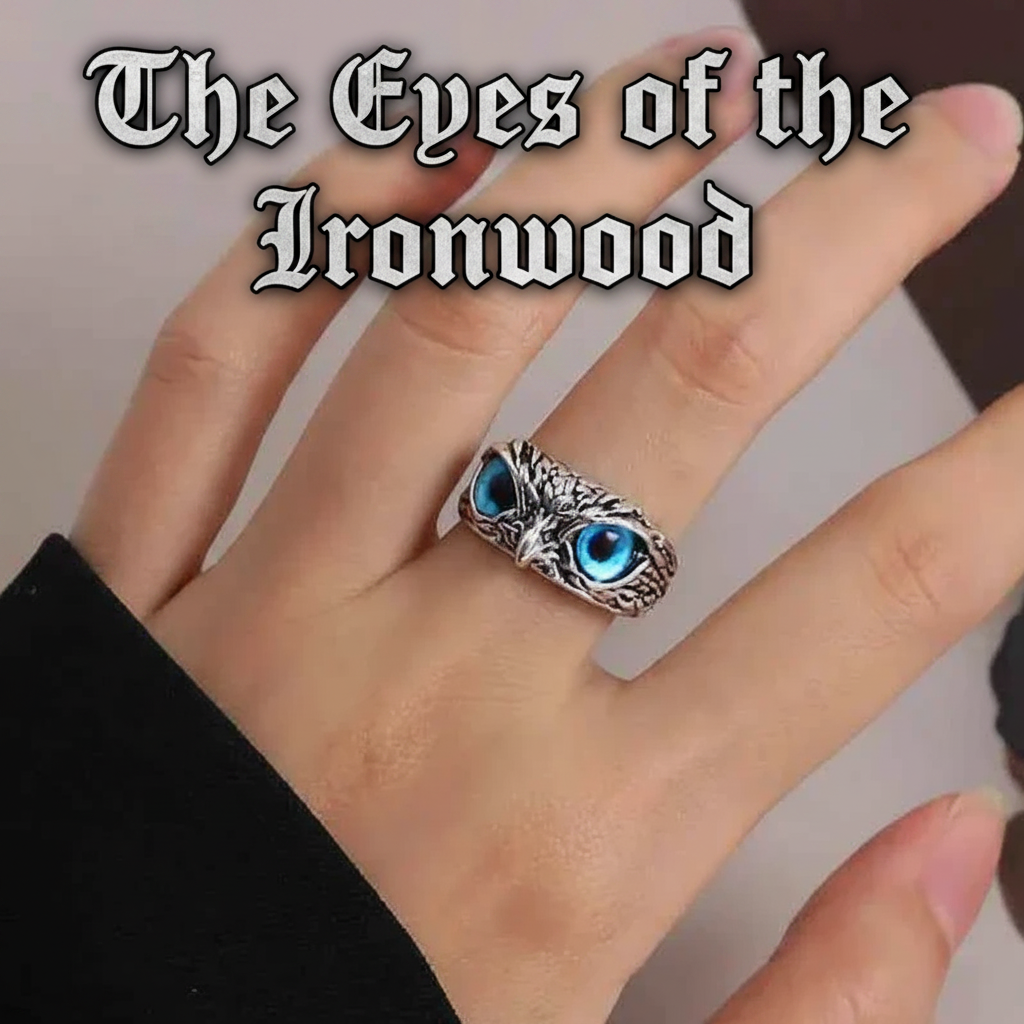 The Watcher — Vintage Gothic Owl Charm Ring at Pedlar's Attic