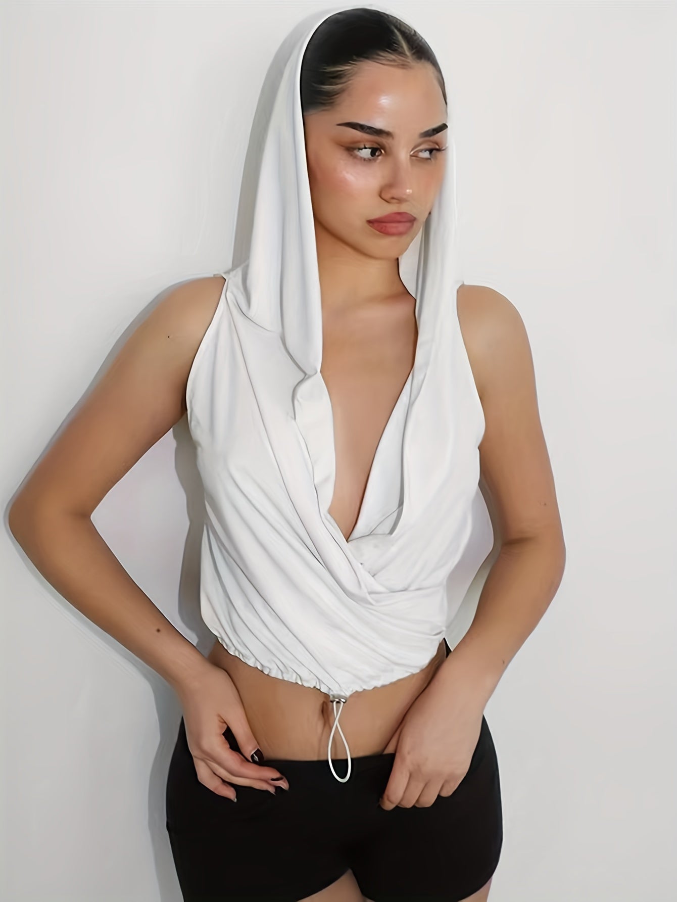Chic Sleeveless Hooded Crop Top - Fashionable Solid Casual Wear - Perfect for Womens Everyday Style