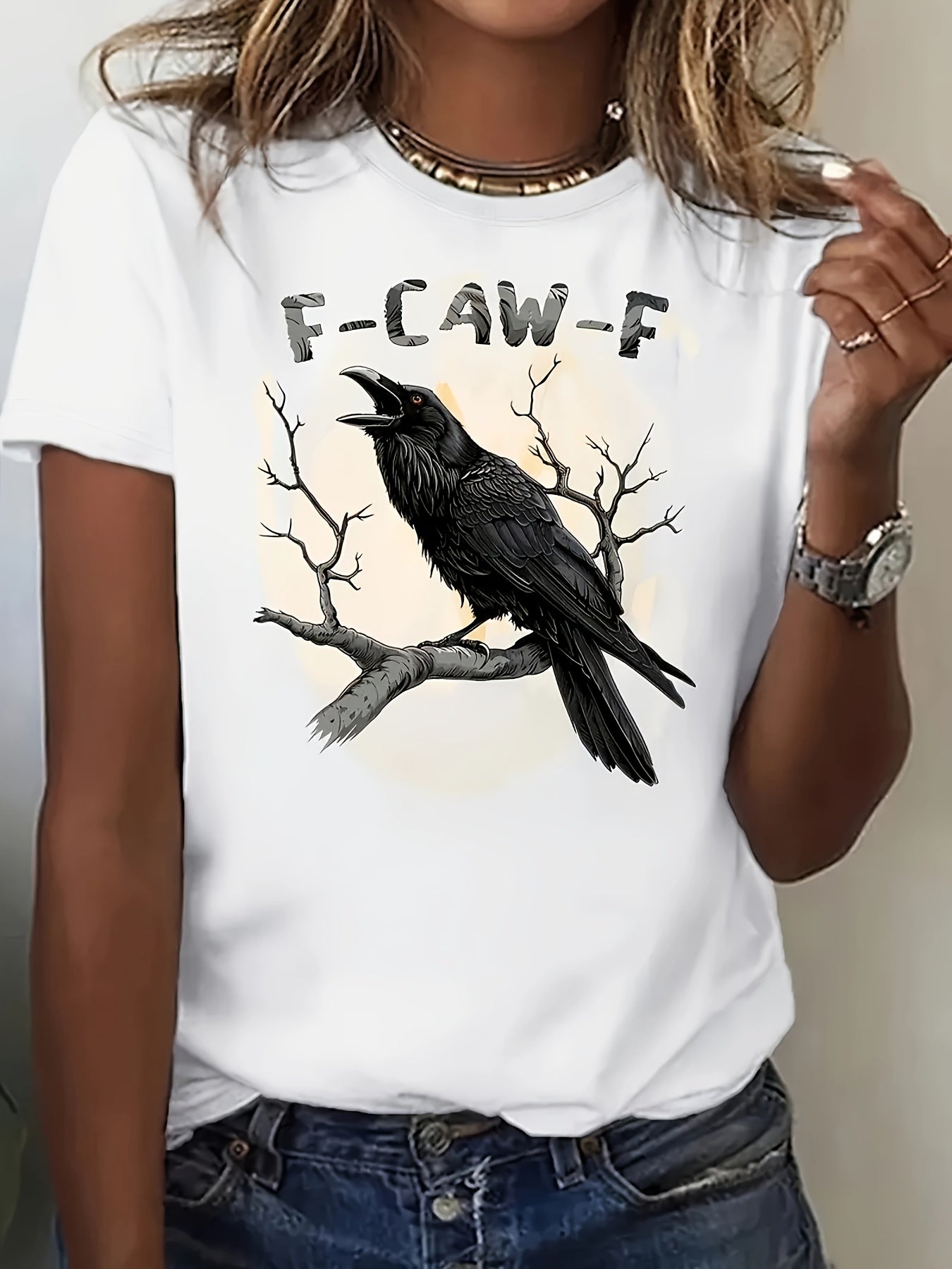 Fashionable Letter Print Women'S T-shirt - Comfortable And Relaxing, Round Neck, Suitable For All Seasons, Elegant And Casual Top, Shipped Locally, Pure Top For Summer, Essential For Elegant Parties In Summer