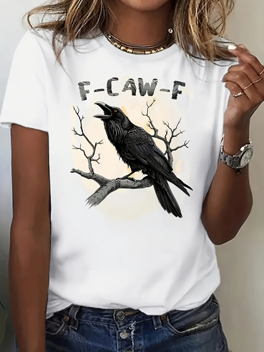 Fashionable Letter Print Women'S T-shirt - Comfortable And Relaxing, Round Neck, Suitable For All Seasons, Elegant And Casual Top, Shipped Locally, Pure Top For Summer, Essential For Elegant Parties In Summer