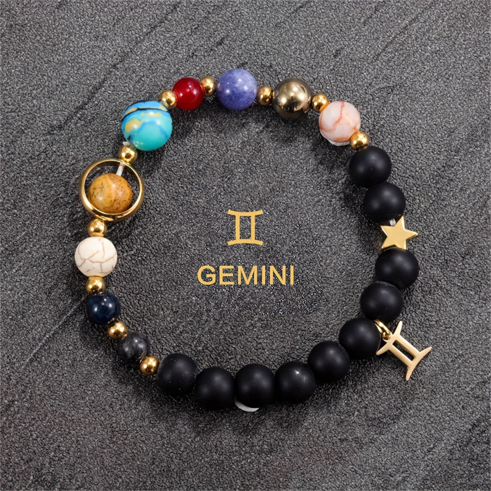 Handcrafted Zodiac Bracelet - Natural Tiger Eye Stone Beads, Unique Pattern & Color Variations, Perfect Gift for Women and Men