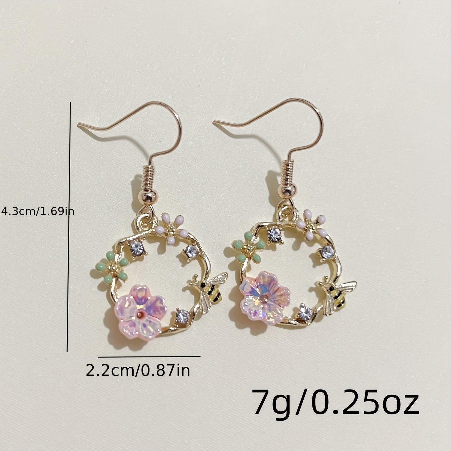 Dongda Super Fairy Quality Silvery Needle Bee Garland Shell Flower Stud Earrings