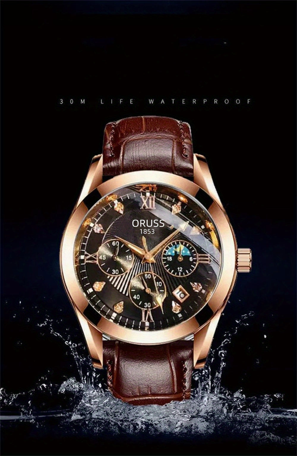 Mens Round Quartz Watch - Funky PU Leather Strap, Non-Waterproof, Electronic Pointer Display, Alloy Case, Ideal Gift for College Gentleman