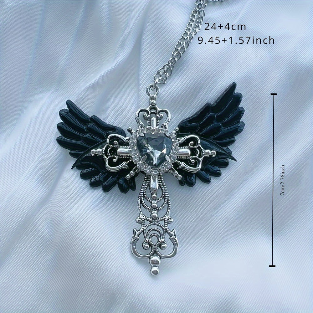 Gothic Subculture y2k Neck Chain Angel Cross Necklace