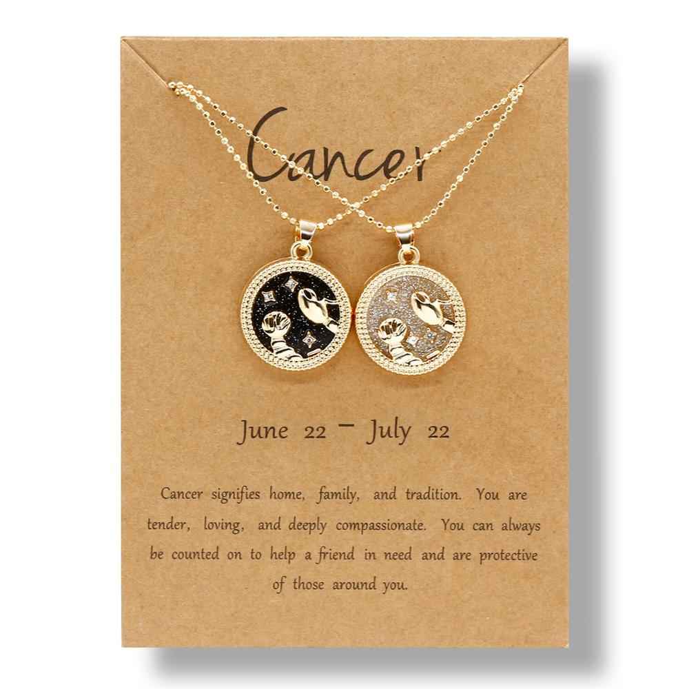 Fashion 12 Constellation Necklaces For Women Men Gold Chain Zodiac Sign Round Pendant Necklace Couple Jewelry Birthday Gift - Pedlar's Attic