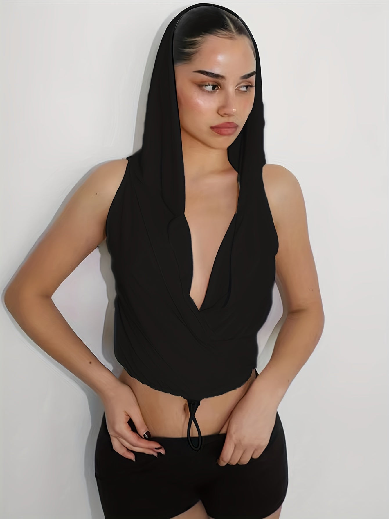 Chic Sleeveless Hooded Crop Top - Fashionable Solid Casual Wear - Perfect for Womens Everyday Style