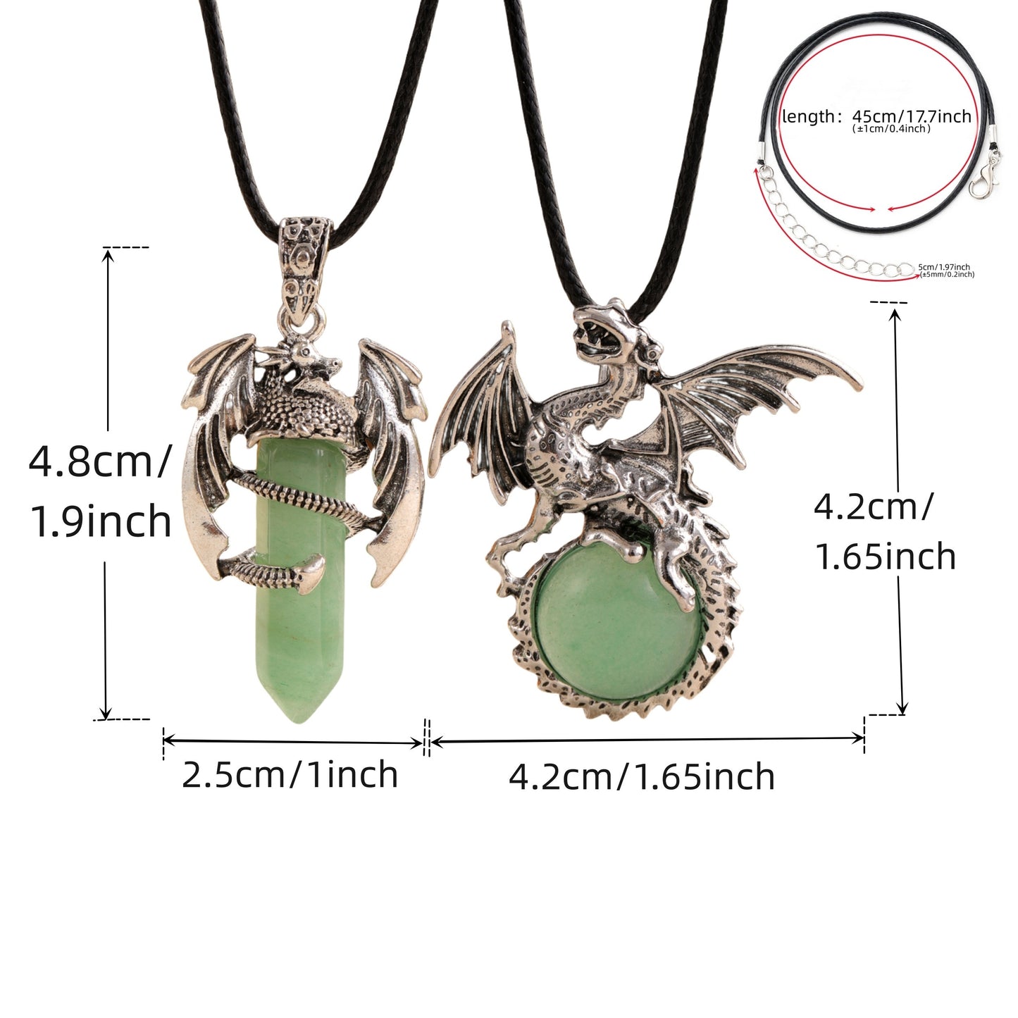 2pcs/set Synthetic Crystal Dragon Necklace Pendants for Men And Women, Retro Cool Artificial Elf Stone Pendants, Christmas, Easter, Flying Dragon Pendant Gift Set