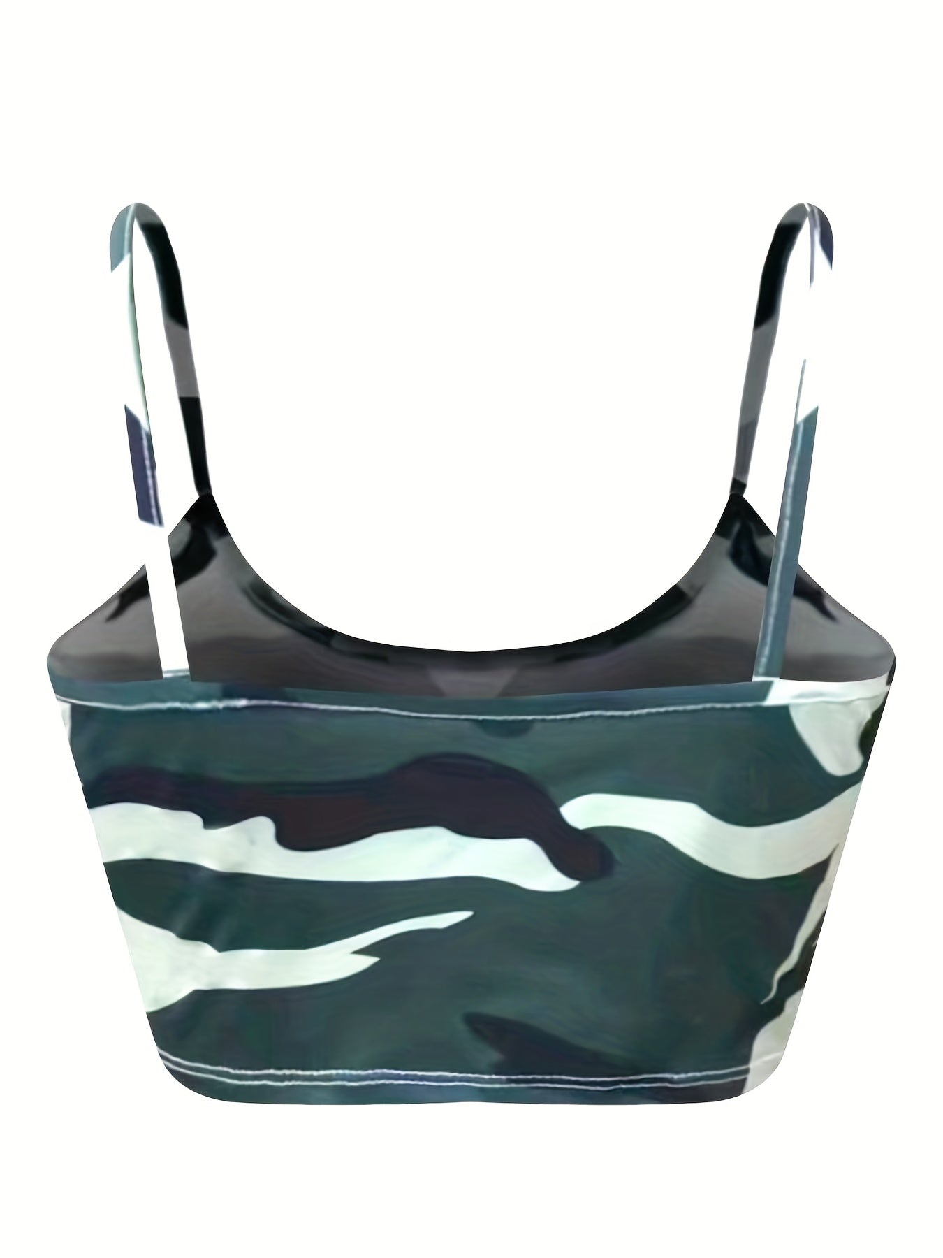 Camouflage Print Crop Cami Top, Sexy Spaghetti Strap Top For Summer, Women's Clothing