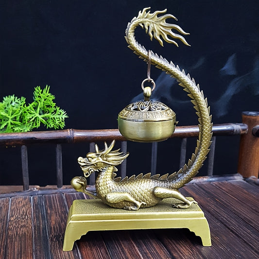 1pc Golden Dragon Incense Burner, Feng Shui Decor, Meditation Zen Sit Yoga Relax Outdoor Spa Crafts, Home Decor, Room Decoration, Gift, Mother'S Day Spring Present, Tea Room Accessories, Prayer Room Ornament, Handmade Art