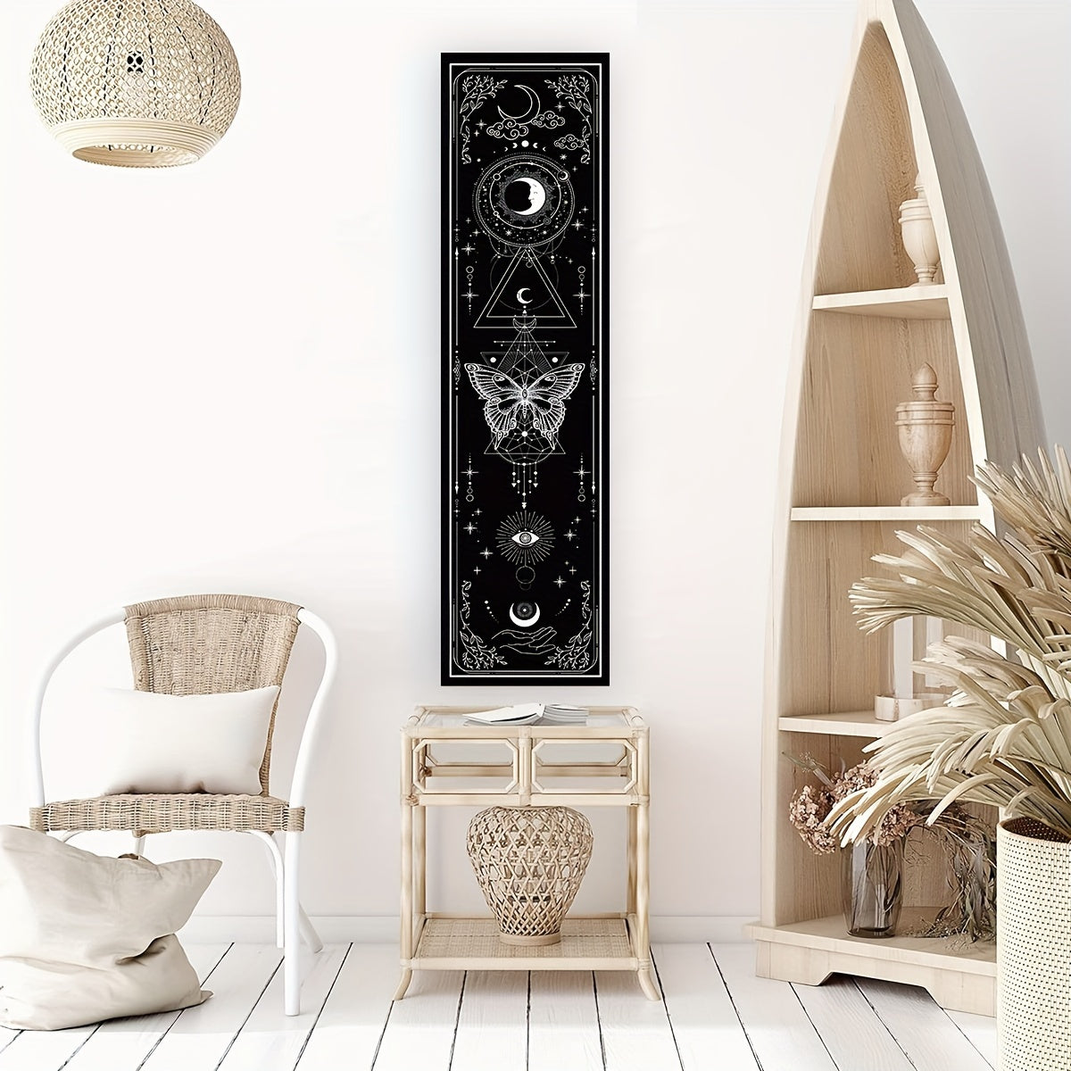 1pc Sun Moon Vertical Tapestry Black and White Butterfly Tapestry Wall Hanging for Living Room Bedroom Office Aesthetic Gothic Witchy Tapestry Home Room Wall Decor