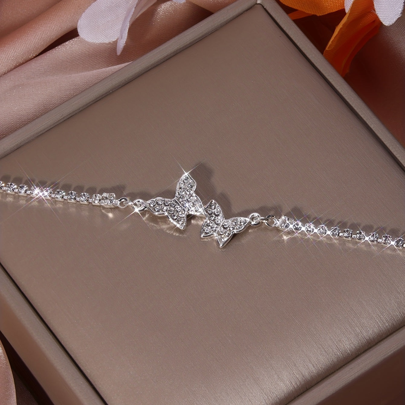 Butterfly Anklet With Full Rhinestones, 1 Piece