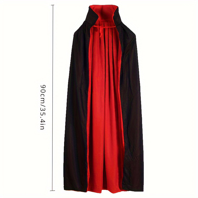 Halloween Double Layers Black & Red Cloak, Hooded & Stand Collar Style Available, Vampire Death Cosplay Cloak, LARP Party Supplies, Stage Performance Accessories
