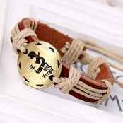 Punk Bracelets Wholesale Yiwu Small Commodities 10 Yuan Store Supply Genuine Leather Bracelets Handmade Vintage Cowhide Bracelets