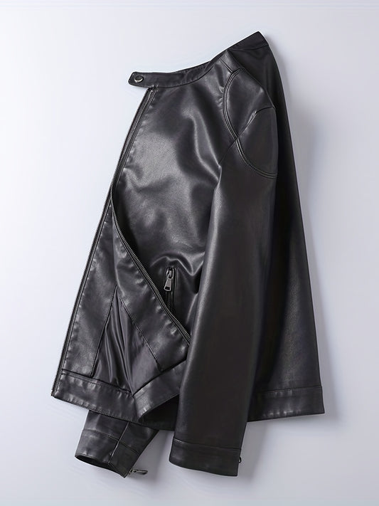 [Vintage Stand-Up] Men's Motorcycle Jacket | Youth | Casual Vintage Style | Stand-Up Collar