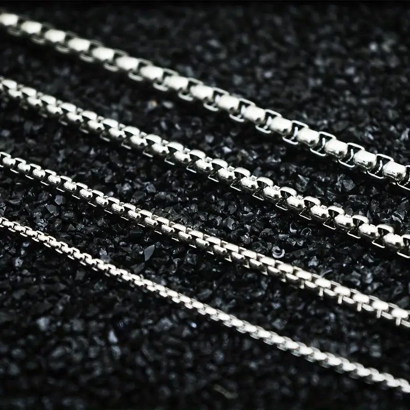 1pc Mens Stainless Steel Square Pearl Necklace - Fashionable & Durable - For Men - Perfect for Everyday Wear & Special Occasions - Ideal Gift for Him