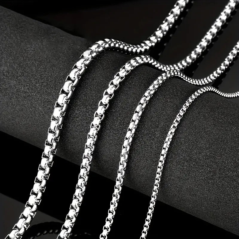 1pc Mens Stainless Steel Square Pearl Necklace - Fashionable & Durable - For Men - Perfect for Everyday Wear & Special Occasions - Ideal Gift for Him