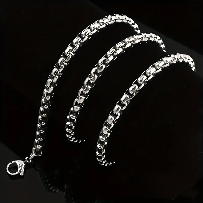 1pc Mens Stainless Steel Square Pearl Necklace - Fashionable & Durable - For Men - Perfect for Everyday Wear & Special Occasions - Ideal Gift for Him