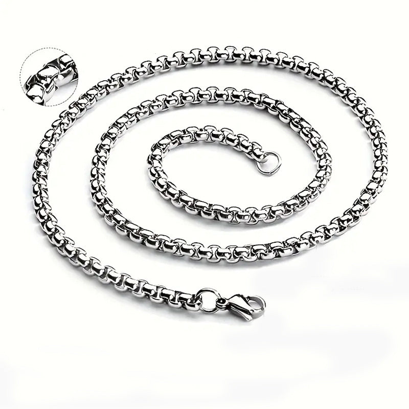 1pc Mens Stainless Steel Square Pearl Necklace - Fashionable & Durable - For Men - Perfect for Everyday Wear & Special Occasions - Ideal Gift for Him
