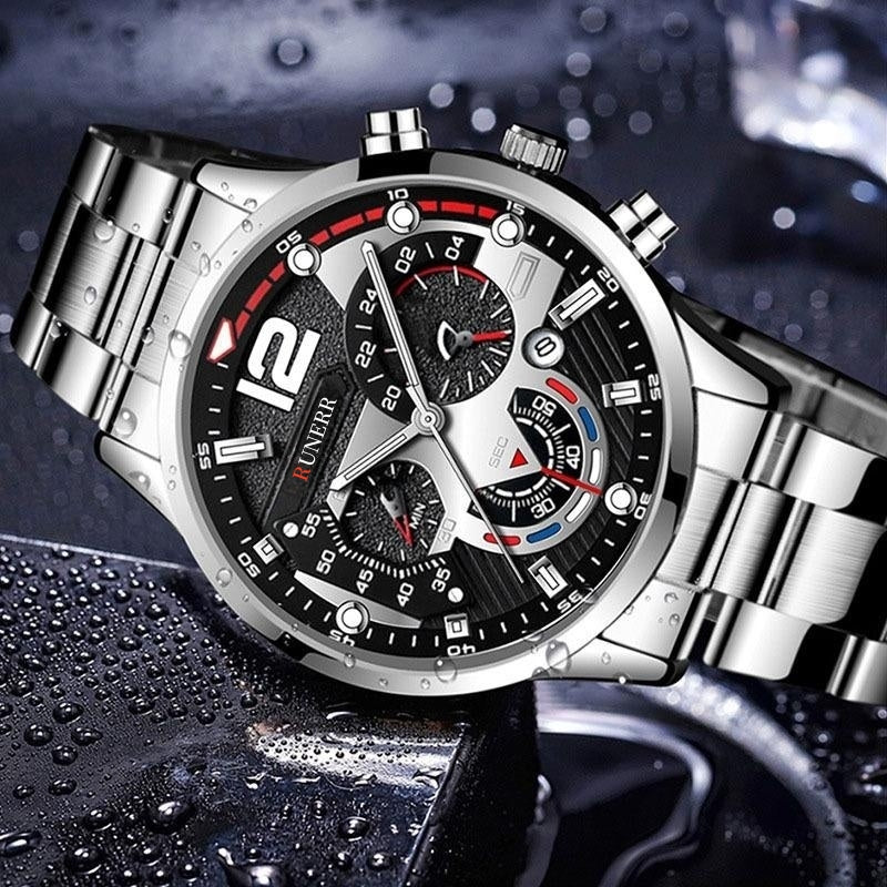 Stylish Mens Stainless Steel Watch - Daily Calendar, Timeless Classic Design - Perfect Gift for Fashion-Conscious Gentlemen