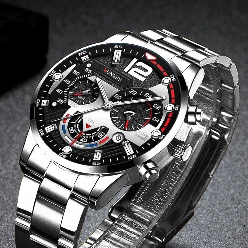 Stylish Mens Stainless Steel Watch - Daily Calendar, Timeless Classic Design - Perfect Gift for Fashion-Conscious Gentlemen